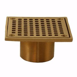 JONES STEPHENS, D6094PB, 2" BRASS SPUD WITH 4" SQUARE STRAINER FOR DRAIN BASE D50001, POLISHED BRASS