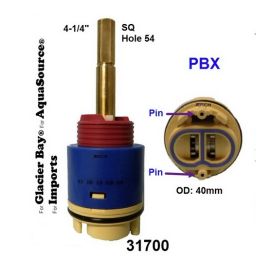 JERICH, 31700, 40MM SEASONS/GLACIER BAY PRESSURE BALANCED SINGLE HANDLE TUB & SHOWER CERAMIC CARTRIDGE