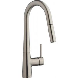 CHICAGO FAUCET, 434-ABBN, 1.5GPM DECK MOUNTED SINGLE-HOLE MOUNT KITCHEN FAUCET WITH PULL-DOWN SPOUT, BRUSHED NICKEL