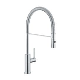 CONCINNITY, 522015-NST, RAFFAELLO CONTEMPORARY PULL OUT SINGLE HANDLE KITCHEN FAUCET, NATURAL STAINLESS