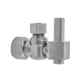 JACLO, 616-6-SN, 1/4 TURN ANGLE PATTERN 1/2" IPS x 3/8" O.D. SUPPLY VALVE WITH SQUARE LEVER HANDLE, SATIN NICKEL