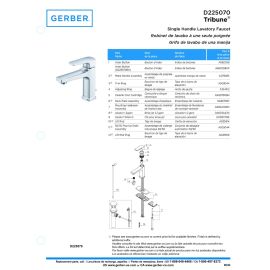 GERBER, D225070, 1.2 GPM TRIBUNE AUBGLE HANDLE BATHROOM FAUCET, CHROME