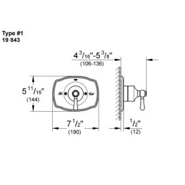 GROHE, 19843EN0, GROHTHERM 2000 AUTHENTIC SINGLE FUNCTION VALVE TRIM KIT, BRUSHED NICKEL