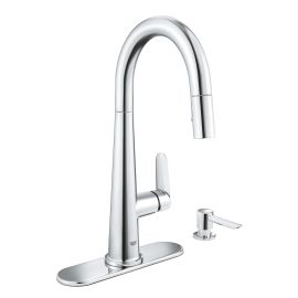 GROHE VELETTO 1.8 GPM SINGLE-HANDLE PULL-DOWN KITCHEN FAUCET, STARLIGHT CHROME
