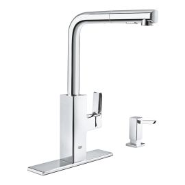 GROHE TALLINN 1.8 GPM SINGLE HANDLE PULL-OUT KITCHEN FAUCET, STARLIGHT CHROME