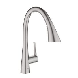 GROHE, 32298DC3, ZEDRA 1.75GPM SINGLE-HANDLE PULL DOWN KITCHEN FAUCET, SUPER STEEL INFINITY FINISH