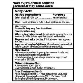 BREEZE, BR-8.4, ADVANCED FORMULA REFRESHING GEL HAND SANITIZER