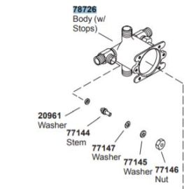 KOHLER, 77144, STEM KIT STOP FOR CORALAIS SINGLE CONTROL BATH AND SHOWER VALVE 78726