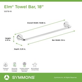 SYMMONS, 553TB-18, ELM/BIRCH 18" TOWER BAR, CHROME