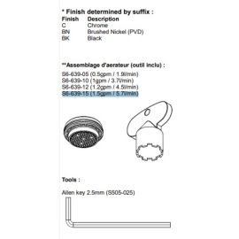 RIOBEL, S6-639-15, 1.5 GPM AERATOR FOR MODELS US01, EV08, FRL01, PBS01