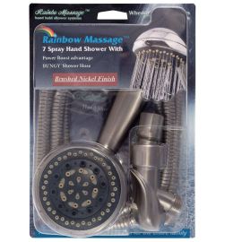 WHEDON, AFR6C-N, 59'' RAINBOW CHAMPAGNE MASSAGE 7 SPRAY SETTING HAND SHOWER SYSYTEM HOSE (CARDED), BRUSHED NICKEL