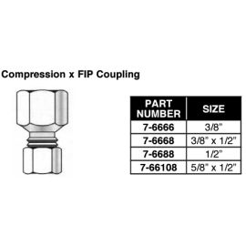 PASCO, 7-6868, 66 SERIES 3/8” x 1/2” COMPRESSION X FIP COUPLING
