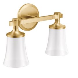 MOEN, YB0362BG, FLARA TWO GLOBE BATH LIGHT, BRUSHED GOLD