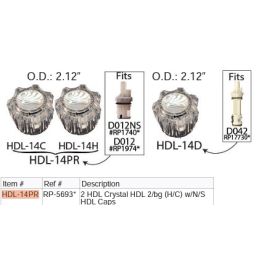 LORDHAL, HDL-14PR, DELTA (RP5693 & RP2349) 2 HANDLE CENTER SET CLEAR CRYSTAL HANDLE ASSEMBLY