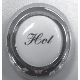 ROHL, C7673PHPN, COUNTRY BATH PRESSURE PORCELAIN COVER CAP WITH HOT SCRIPT, POLISHED NICKEL