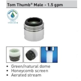 NEOPERL, 1119605, 1.5 GPM PCA TOM THUMB PERLATOR MALE MX18 DOME WITH HONEYCOMB SCREEN AERATOR, CHROME
