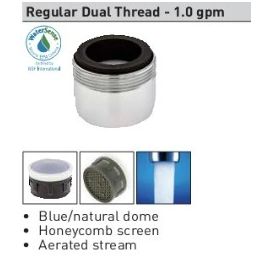 NEOPERL, 1172005, 1.0 GPM PCA PERLATOR DUAL THREAD 15/16"-27X55/64"-27 WITH BLUE DOME AND HONEYCOMB SCREEN, CHROME
