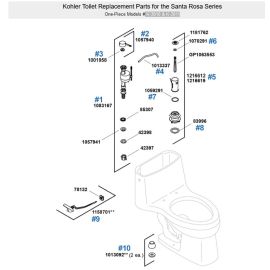 KOHLER, 1158701-CP, TRIP LEVER SERVICE KIT FOR SANTA ROSA MODELS K-3810 & K-3811, CHROME