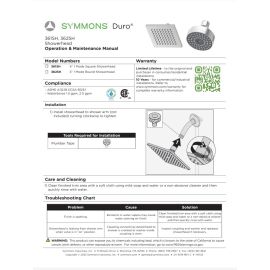 SYMMONS, 361SH, 4 x 4 DURO 1 MODE SQUARE SHOWERHEAD, CHROME 