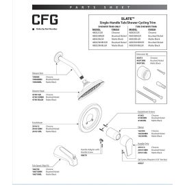 CFG, 48003CGR, SLATE SINGLE HANDLE TUB AND SHOWER CLYCLING TRIM, CHROME