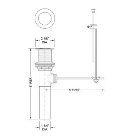 JACLO, 739-PCH, POP-UP PLATED FLANGE AND TOP LAVATORY DRAIN, CHROME PLATED