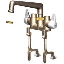 UNION BRASS, 342DS, ROUGH BRASS LAUNDRY FAUCET WITH 6"CAST SPOUT & BRACKET CLAMPS