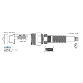 WALTER, 427051, CRANE PRE-WAR TUB & SHOWER STEM RIGHT HAND HOT & COLD ASSEMBLY 12 PT 5/8-20 NIPPL| NorthShoreFaucets.com