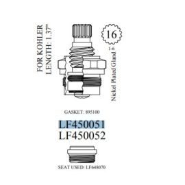WALTER, LF450051 Walter, LF450051, For Kohler Kitchen Ceramic Cartridge (Hot) | NorthShoreFaucets.com