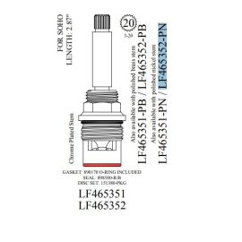 WALTER, LF465352-PN, SOHO POLISHED NICKEL PLATED WIDESPREAD LAVATORY CERAMIC CARTRIDGE, COLD