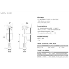 WDI, B3800E, FILL VALVE FOR ICERA AND DURAVIT TOILETS (0074114200; C6370)