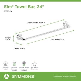 SYMMONS, 553TB-24, ELM/BIRCH 24" TOWEL BAR, CHROME